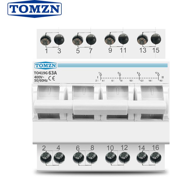 4P 63A 3 Phase TOMZN MTS Dual Power Manual Transfer Isolating Switch Interlock Circuit Breaker