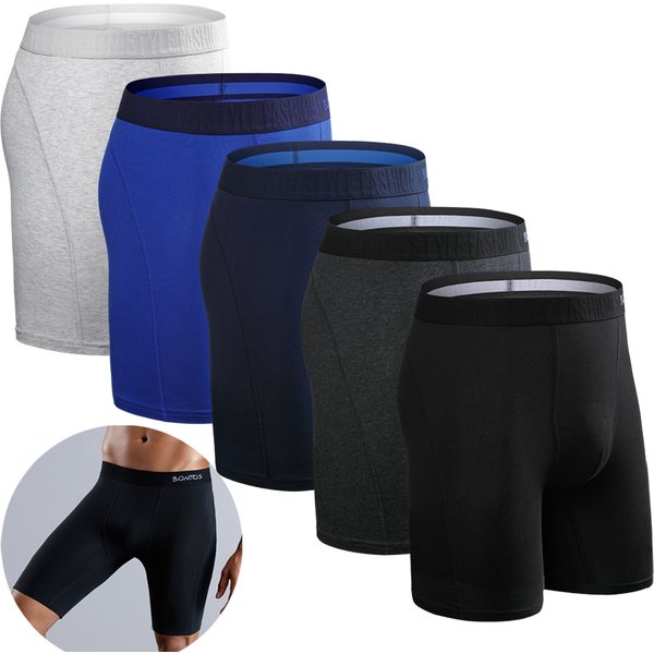 Lot de 5 caleçons longs pour homme, sous-vêtements en coton, boxers pour homme, taille élastique à motif lettres, caleçons longs pour homme.