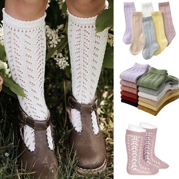 Baby Mädchen Socken Sommer Kinder Lange Socke Kleinkinder Kniehohe Mesh Dünne Socken Aushöhlen Weiche Baumwolle Säuglings Socken Für 0-5 jahre