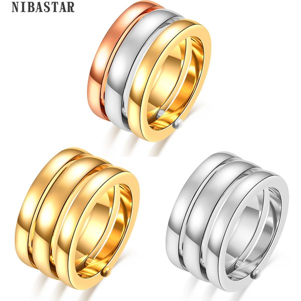 Classic 3 Finger Ring For Women Fashion Stainless Steel 3 Pieces/Set Ring Engagement Wedding Lady Finger Jewelry Wholesale