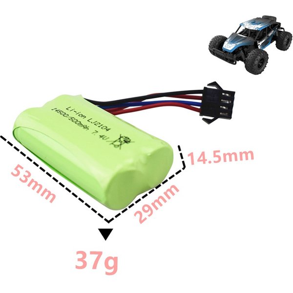 Batterie rechargeable 7,4V 500mAh pour télécommande EC16, batterie de rechange pour voiture modèle, batterie Li-Po à haut débit
