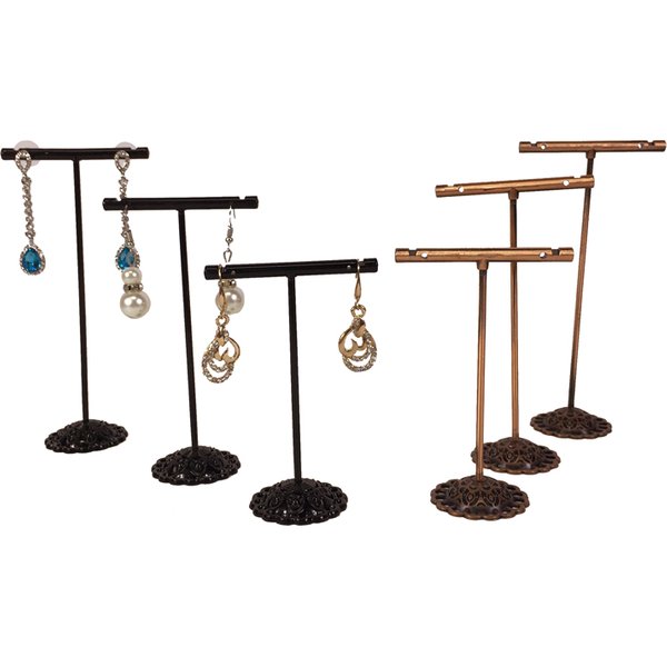 Présentoir de boucles d'oreilles en forme de T en métal, présentoir de bijoux, 3 pièces/ensemble de boucles d'oreilles