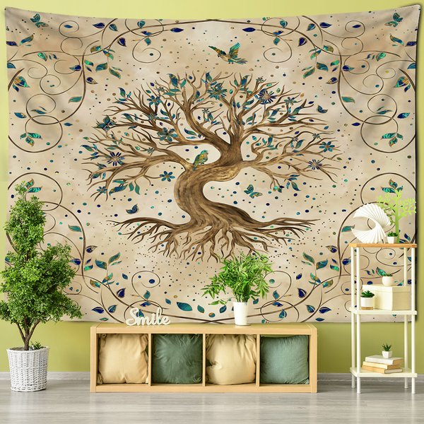 Tapisserie murale en tissu Polyester psychédélique imprimé, tissu de fond d'arbre de vie, décoration de maison suspendue de Style bohème