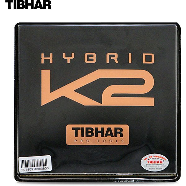 Caoutchouc de tennis de table TIBHAR HYBRID K2, adhérent, vitesse et effet, fabriqué en Allemagne, pointes vers l'intérieur, avec éponge, tennis de table