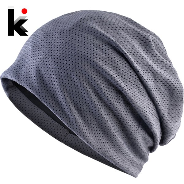 Bonnets respirants printemps extérieur décontracté Skullies bonnets femmes été maille mince Bonnet Gorras couleur unie mode doux chapeau hommes