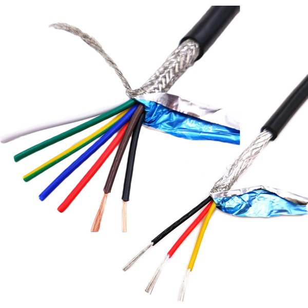 Câble blindé 22 20 18AWG 2 3 4 5 6 8 cœurs, 5m, noyau en cuivre pur RVVP, câble blindé Anti-interférence, câble de commande gainé en PVC