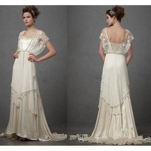 Robes de mariée ivoire des années 1920 avec manches Catherine Deane Lita Robes de mariée modestes en dentelle et mousseline de soie style fée 2027 robes de mariée bohèmes de plage personnalisées