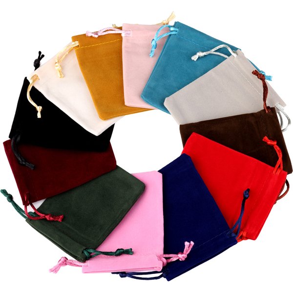 Sac en velours à cordon de serrage de haute qualité, 10 pièces/lot, peluche courte multicolore pour emballage de bijoux, sacs cadeaux de noël et de mariage
