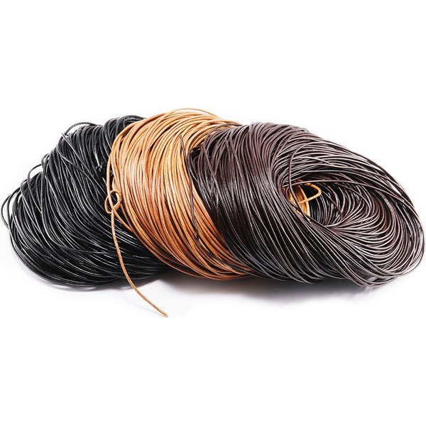 2-5m/lot 1.5 2 2.5 3 4 5 6mm 3 Color Genuine Cow Leather Round Thong Cord DIY Bracelet Findings Rope String For Jewelry Making
