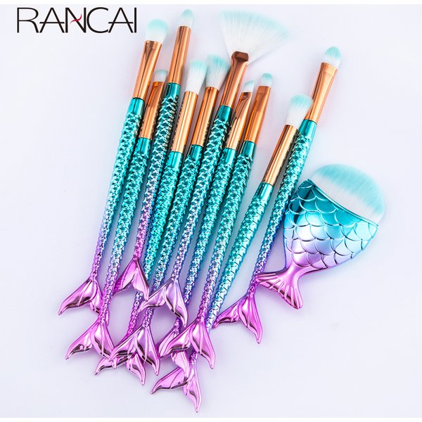 10/11pcs Makeup Brushes Kit Maquiagem Maquillaje New Mermaid Foundation Eyebrow Eyeliner Cosmetic Makeup Brushes