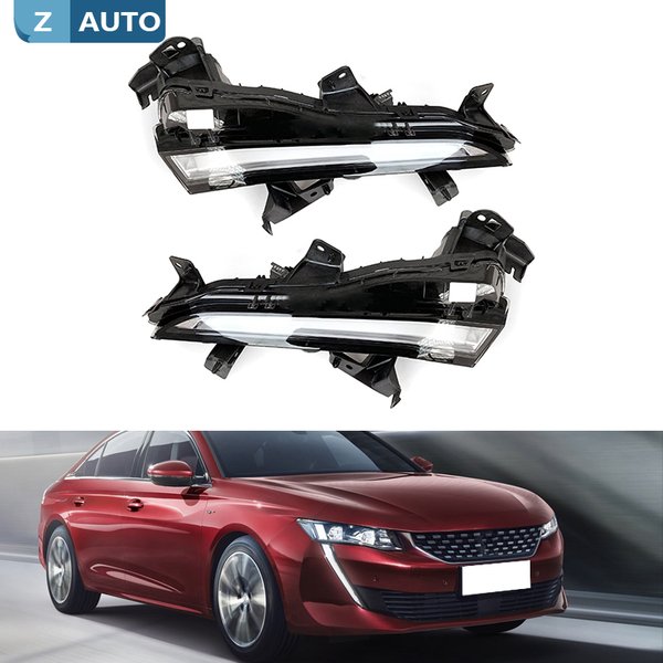 Feu de jour LED DRL pour voiture, pour Peugeot 508L 2019 2020, clignotants, ensemble de phares antibrouillard, accessoires automobiles