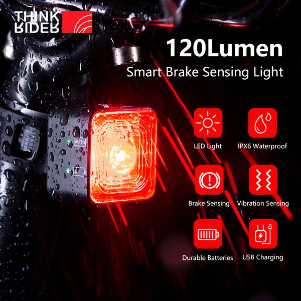 ThinkRider 120 Lumen Fahrrad Smart Brake Sensing Licht IPX6 Wasserdichte LED Lade Radfahren Rücklicht Fahrrad Hinten Zubehör
