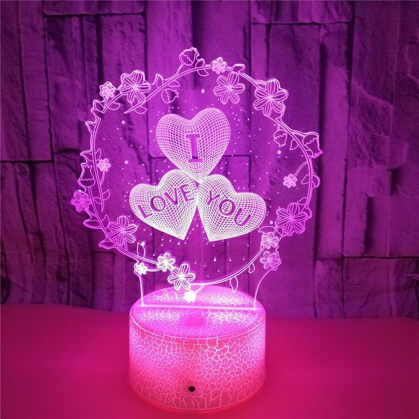 Nighdn 3D Lamp I LOVE YOU Valentine's Day Wedding Gift for Lover Colorfu LED Light Proposal Decoration Room Romantic Lamp