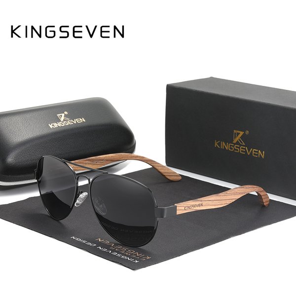 KINGSEVEN 2024 New Handmade Wood Sunglasses Polarized Men's Glasses UV400 Protection Mirror Eyewear Wooden Temples Oculos Z5518