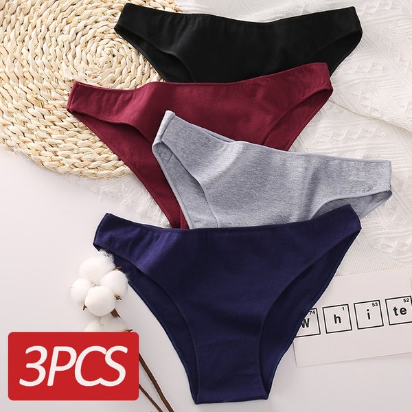 3 pièces/ensemble sous-vêtements en coton femmes M-2XL culottes confortables dames grande taille caleçons couleur unie slips femme Lingerie