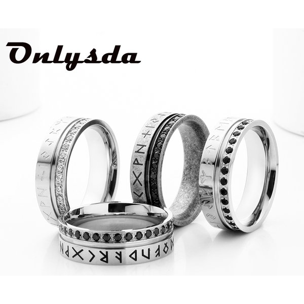 Bague en acier inoxydable pour hommes, amulette Viking nordique Odin, Rune, avec la pierre, ne tombera pas, mots tendance, rétro, bijoux de Couple V069
