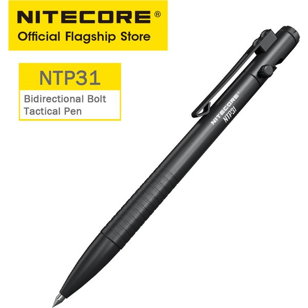 Nitecore NTP31 CNC Bidirectional Bolt Action Tactical Pen Self-defense Ballpoint Pen + Tungsten Steel Tapered Tip Glass Breaker