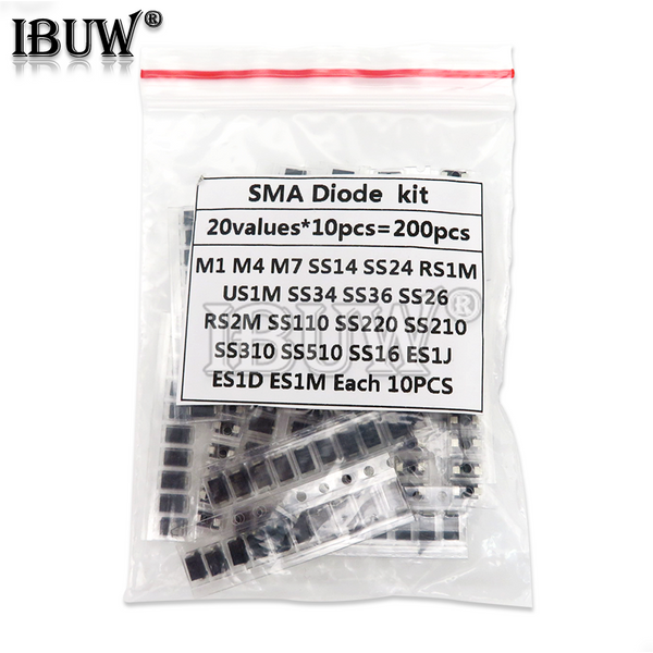 20 Wert * 10 Stück = 200 Stück smd Diode sortiert Kit enthält ss110 ss220 ss210 ss310 ss510 ss16 ss26 ss34 ss36 es1j es1d m7 m4 us1m
