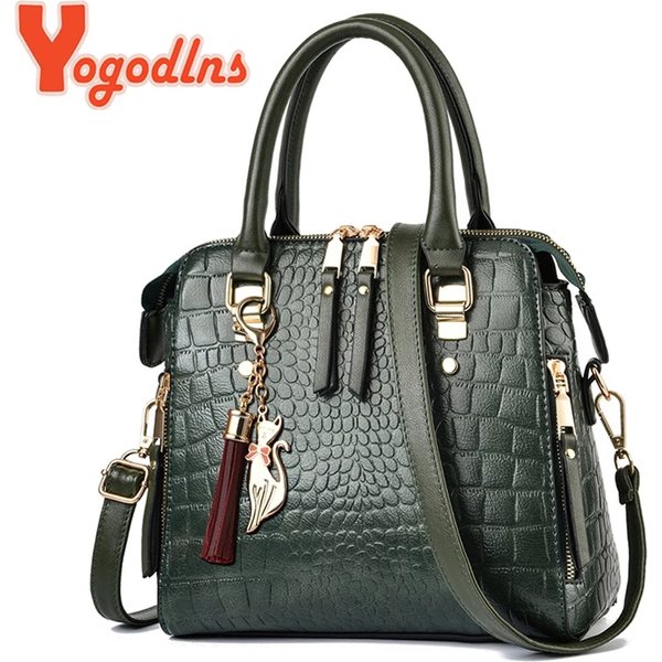 Yogodlns luxe motif Crocodile sac à main femmes hiver nouveau PU cuir gland sac à bandoulière marques Design poignée sac dame sac à main