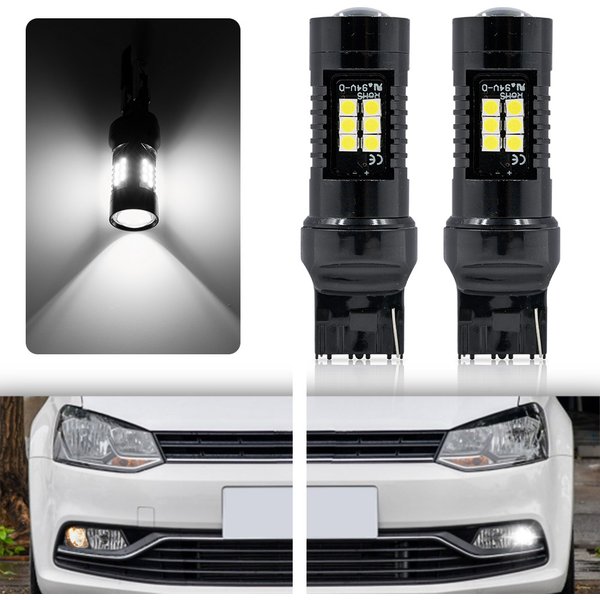 Ampoule de phare LED W21W T20 7440, 2 pièces, pour VW Polo 2014 2015 – 2023 Mk5 Gti TSI Hatch 6C DRL, feu de jour Canbus sans erreur