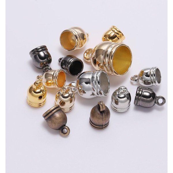 Embouts de collier, 50 pièces/lot, capuchons à pampilles, cordon en cuir, embouts de perles, fixation pour bricolage, fabrication de bijoux, fournitures de recherche