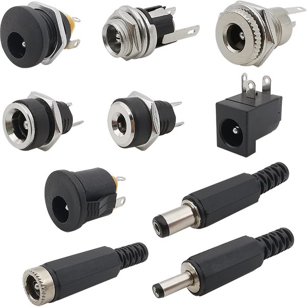 10 pièces connecteurs cc 5.5x2.1mm 3.5x1.3mm prise d'alimentation cc mâle femelle prise Jack écrou montage sur panneau connecteur adaptateur d'alimentation cc 5.5*2.1