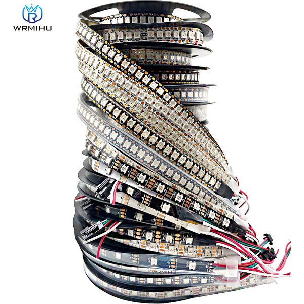 DC5V WS2812B 5m/Roll 30/60/144leds/m Black/White PCB IP30/IP65/IP67 5050RGB Individually Addressable Smart led pixel strip light