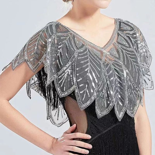6 farben Sommer Perlen Elegante Schal Wrap Schwarz Spitze Bolero Frauen Kurzen Cape Pailletten Funken Jacke Shrug Capa
