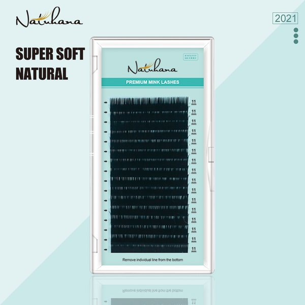 NATUHANA 16 rangées C CC D DD Extensions de cils en vison naturel individuelles Corée PBT Faux cils mats Outils de maquillage