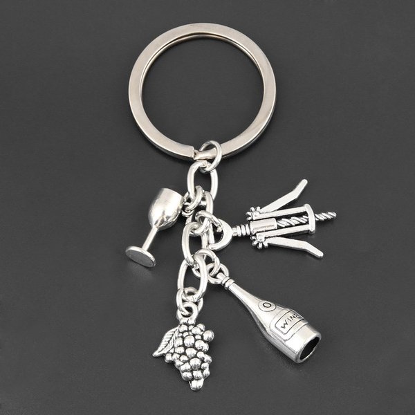 Porte-clés à breloques en forme de vin rouge, 1 pièce, ouvre-bouteille en verre de raisin, cadeaux adaptés aux bijoux pour femmes et hommes