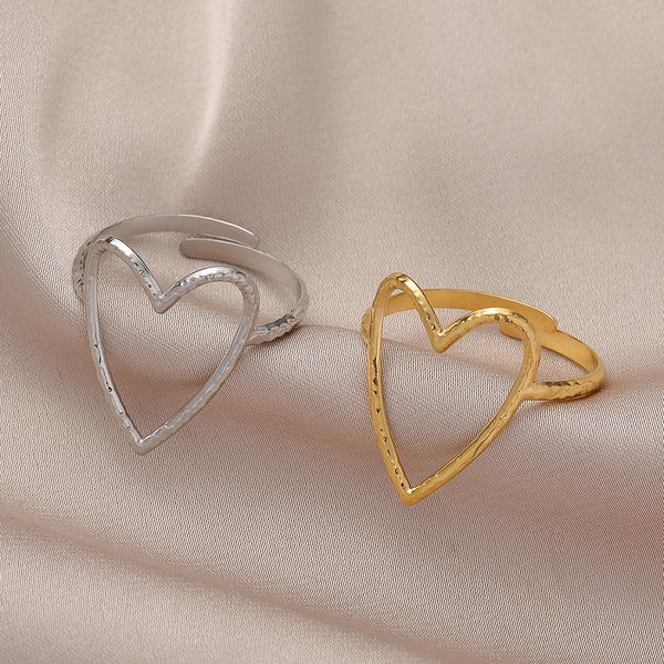 DIEYURO – bague creuse en acier inoxydable 316L, 2 couleurs, cœur d'amour, mode belle femme, bijoux exquis, cadeau pour les amoureux, nouveauté 2021