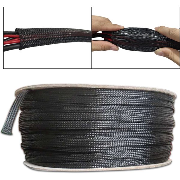 Manchon de câble noir PET, longueur 1/3/5/50/100M, gaine tressée isolée, Protection de ligne de données, câble métallique, Tube en Nylon ignifuge