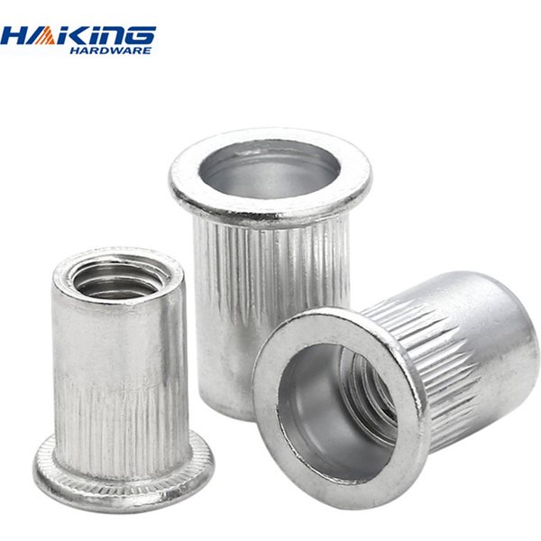 100 Stück 50 Stück 20 Stück M3 M4 M5 M6 M8 M10 M12 Nietmutter aus Aluminiumlegierung, Flachkopf-Gewindeneinsatz, Nutsert-Kappennietmutter