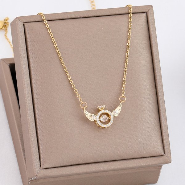 Süße Schlagen Herz Serie Engel Flügel Anhänger Halsketten Für Frauen Koreanische Mode Edelstahl Weibliche Schlüsselbein Kette Schmuck