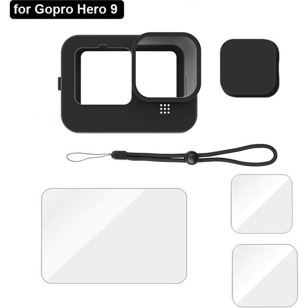 KFFTWWX-Étui de protection en silicone souple noir, film protecteur d'écran en verre du Guatemala, housse pour Gopro fore12 11 10 9
