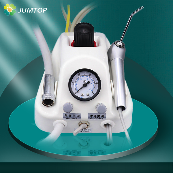 Unité de Turbine dentaire Portable, fonctionne avec compresseur d'air, seringue à 3 voies, 2/4 trous, équipement de blanchiment des dents, coque en plastique