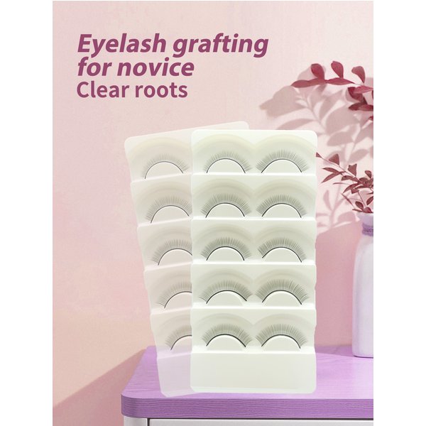 NATUHANA 1 Set Practice False Eyelashes 5 Pairs Set Handmade Training Lashes For Beginners Beauty Salon Student Practice