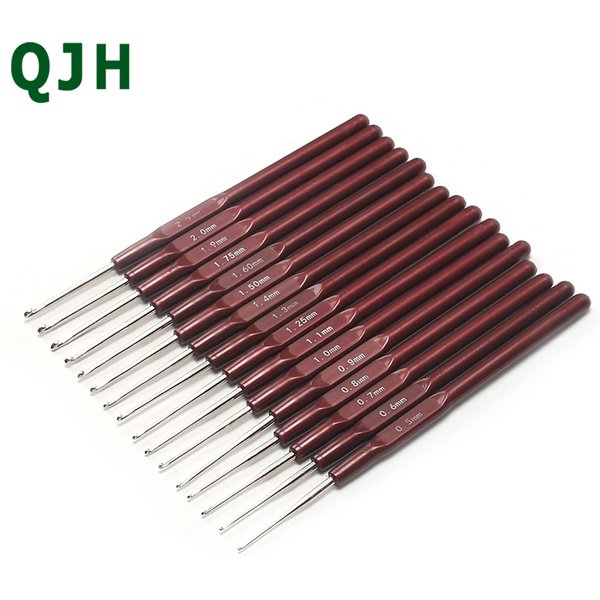 16 Size Plastic Handle Steel Crochet Hook Knitting Needle Bag Knitting Process 0.5mm-2.7mm DIY Weaving Tool