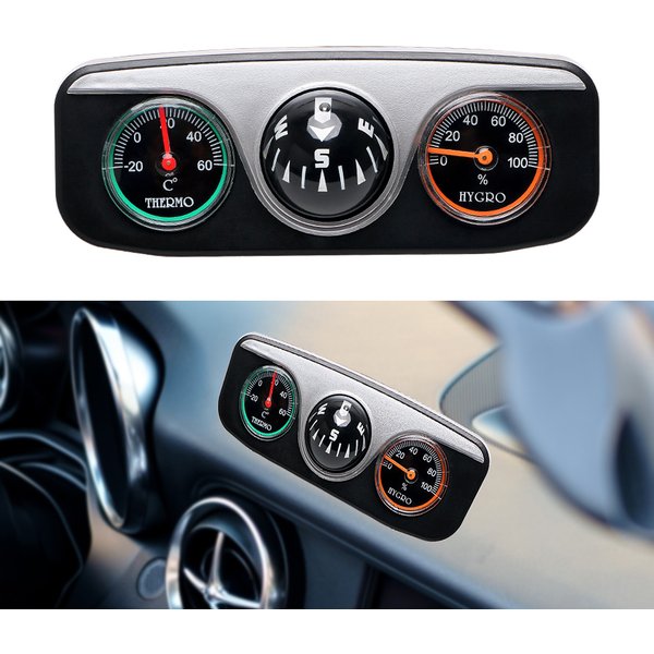 3 In 1 Car Compass Thermometer Hygrometer Dashboard Ornament Interior Decoration Auto Accessories For Trailer Truck Off Road 4x4