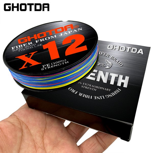 GHOTDA – fil de pêche tressé, Multifilament, 12 brins, carpe, 25-92lb, 300M, 100M