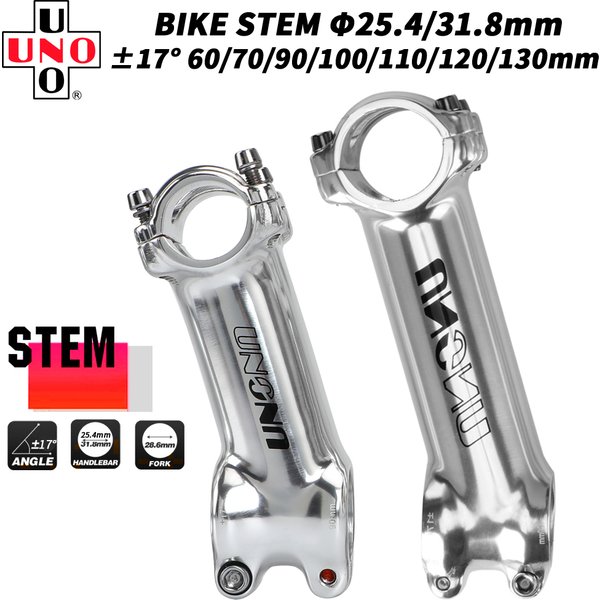 UNO Silber MTB Power 17-Grad-Fahrradlenkervorbau 25,4/31,8 mm MTB-Fahrradtisch Ersatzteile für Fahrrad 60–130 mm Lenkeraufstieg