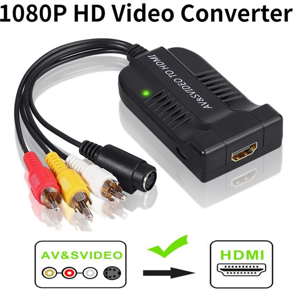 Adaptateur vidéo RCA s-vidéo vers HDMI, convertisseur avec câble USB pour HDTV DVD s-vidéo vers HDMI, câble RCA/AV vers HDMI