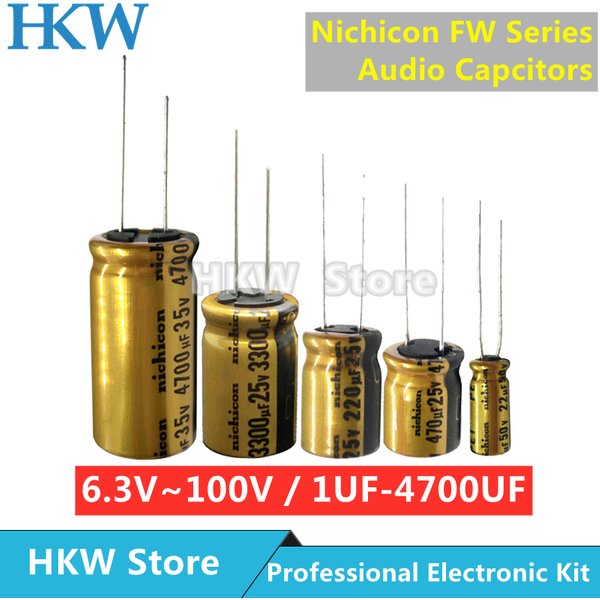 10pcs NICHICON FW Series Electrolytic Capacitors HIFI Audio Capacitor 6.3V 16V 25V 35V 50V 63V 100V 1UF 10UF 220UF 330UF 470UF