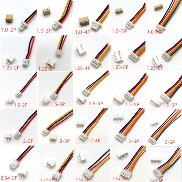 10 zestawów SH1.0 JST1.25 ZH1.5 PH2.0 XH2.54 złącze żeńskie + męskie 2/3/4/5/6/7/8/9/10P wtyczka z kablem 10/20/30cm