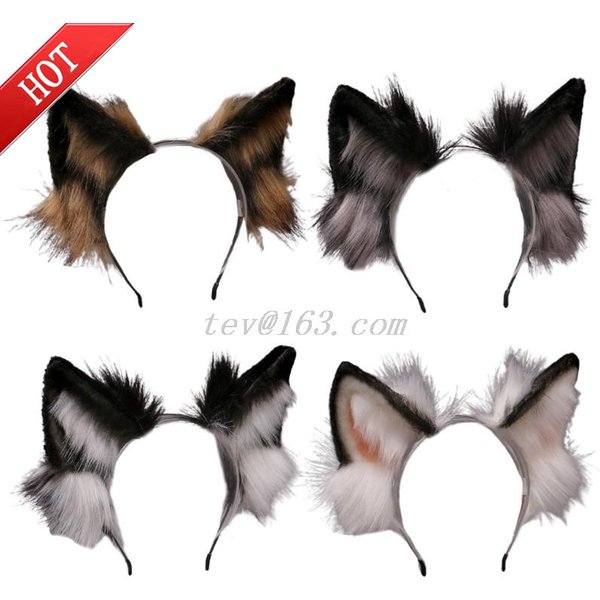 Schöne Tier Faux Pelz Wolf Ohren Stirnband Realistische Pelzigen Flauschigen Haar Hoop Lolita Anime Maskerade Cosplay Kostüm