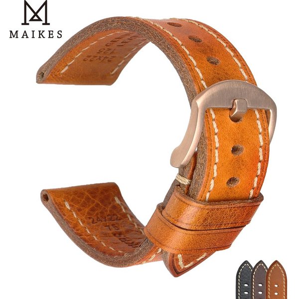 MAIKES Uhrenarmband 2020 Hochwertige handgefertigte Echtleder-Uhrenarmbänder für Samsung Galaxy Watch 46 mm Gear S3 Huawei GT2