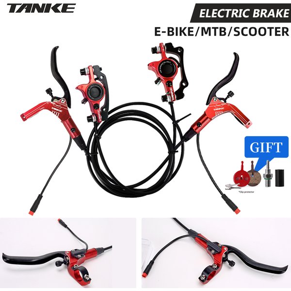 TANKE E-Bike MTB Hydraulisches Scheibenbremsen-Set Elektroroller Leistungsregler Fahrradbremsen 160mm Rotoren Aluminiumlegierung