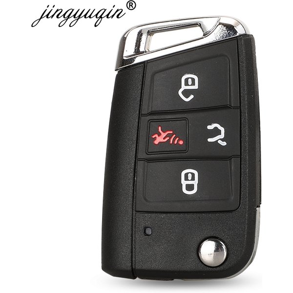 Jinyuqin Flip-Klapp-Autoschlüsselgehäuse für VW Seat Ibiza Skoda Superb Golf Mk7 Passat B8 Tiguan Allspace Fernschlüsseletui mit 4 Tasten