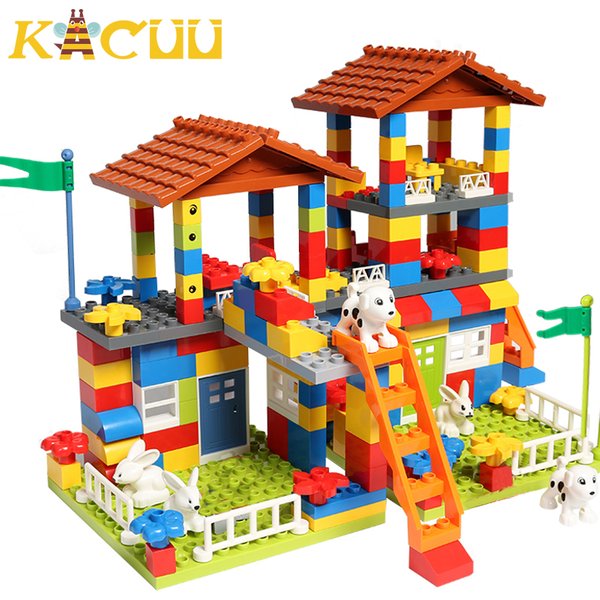 Big Particle Roof Blocks City House Big Size Assembly Slide Figures Building Blocks Castle Brick Toys For Children Kids Gift