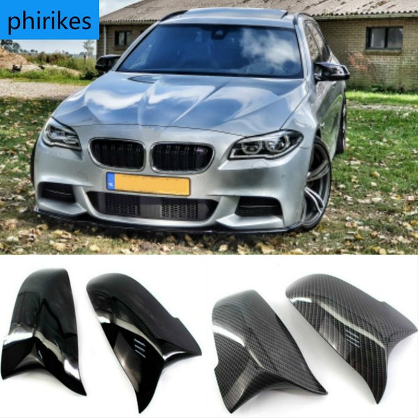 Couvercle de rétroviseur latéral de voiture noir, aspect Fiber de carbone, pour BMW série 5 6 7 F10 F11 F18 F07 F12 F13 F06 F01 F02 LCI